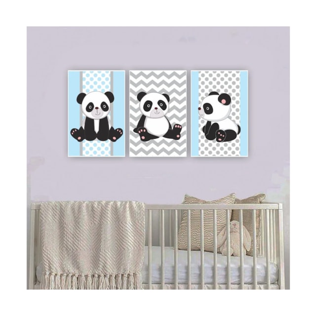 Quadros Decorativos quarto Infantil Panda Azul