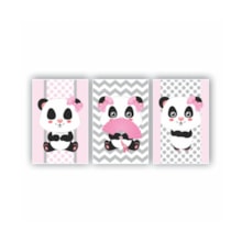 Quadros Decorativos quarto Infantil Panda Rosa