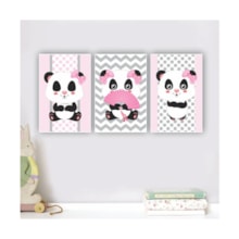 Quadros Decorativos quarto Infantil Panda Rosa