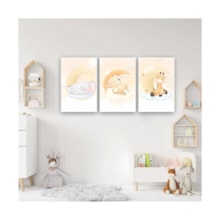 Quadros Decorativos quarto Infantil Safari Elefante, Leão e Girafa