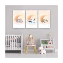 Quadros Decorativos quarto Infantil Safari Koala, Panda e Preguiça