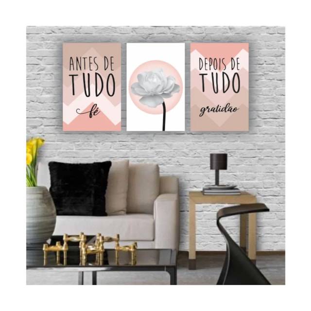 Quadros Decorativos quarto Religioso Antes de Tudo Cor Rose 60x40