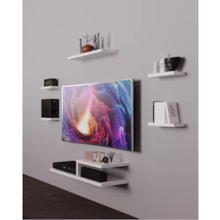 Rack Suspenso Saturno Kit 6 peças - Mdf Tx Branco - Sala Rack Suspenso Saturno Kit 6 peças - Mdf Tx Branco - Sala