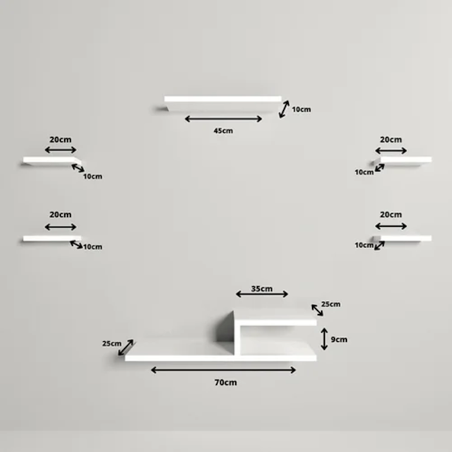 Rack Suspenso Saturno Kit 6 peças - Mdf Tx Branco - Sala