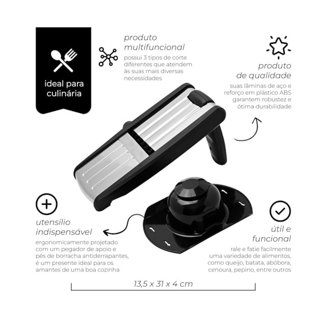 Ralador Fatiador Mandoline Inox Mimo Style Ralador Fatiador Mandoline Inox Mimo Style