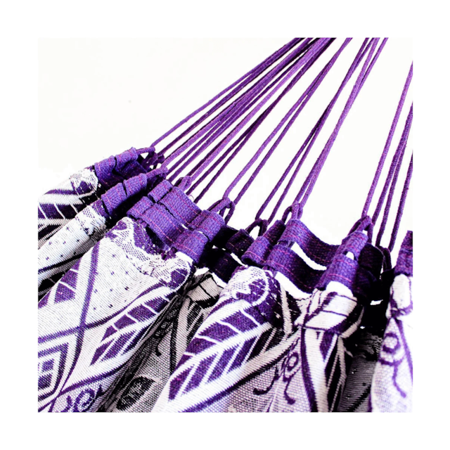 Rede de Dormir Casal Indiana Lilas com Branco Rede de Dormir Casal Indiana Lilas com Branco