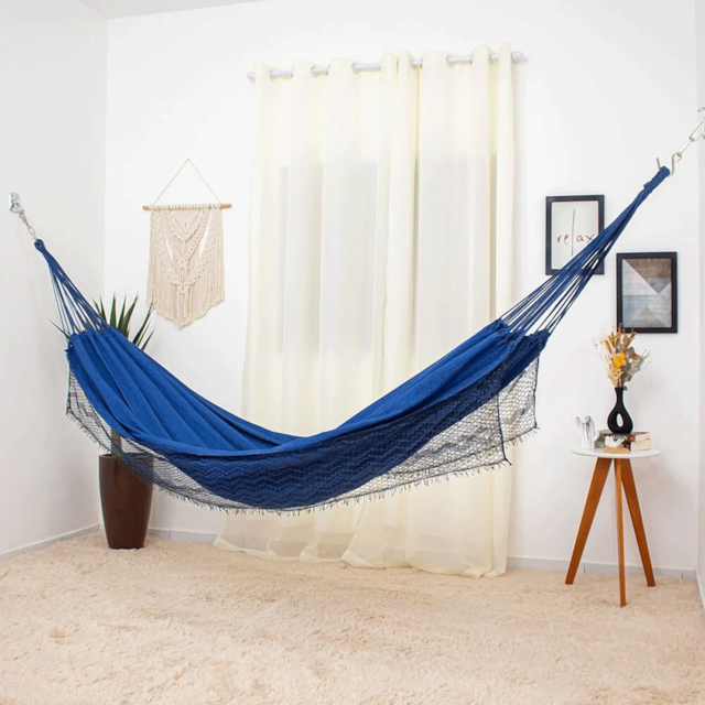 Rede De Dormir Jeans Mesclado Azul Com Preto Rede De Dormir Jeans Mesclado Azul Com Preto