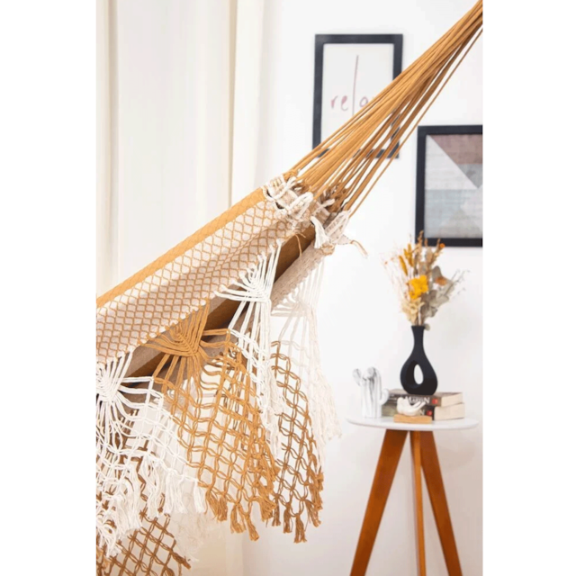 Rede de Dormir Ostra Especial Caramelo com Bege Rede de Dormir Ostra Especial Caramelo com Bege