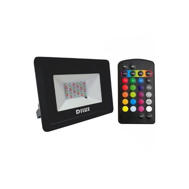Refletor LED 30w RGB Preto - Dilux Refletor LED 30w RGB Preto - Dilux