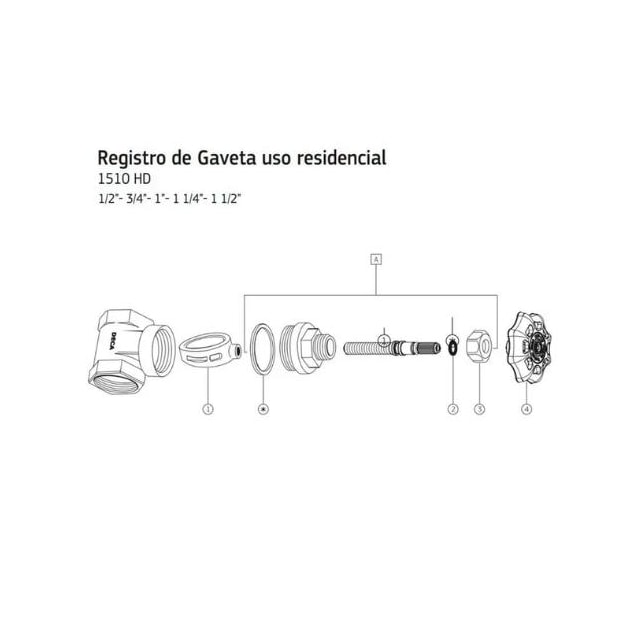 Registro de Gaveta 1510 HD (E) 1.1/2 Pol. Verde - DECA