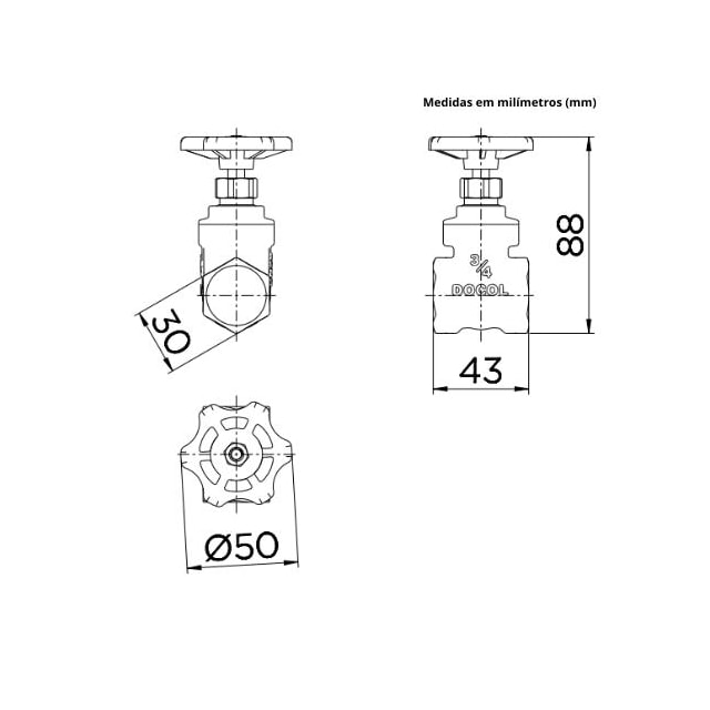 Registro de Gaveta Bruto 3/4" - Docol