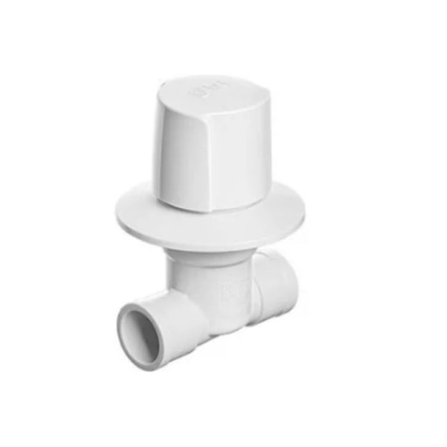 Registro PVC Soldável com Canopla Facilita 25mm Branco com Volante Preto - Herc  Registro PVC Soldável com Canopla Facilita 25mm Branco com Volante Preto - Herc