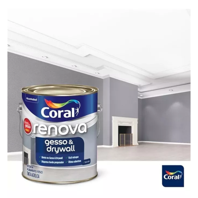 Renova Gesso & Drywall Branco 3,6 Litros - CORAL Renova Gesso & Drywall Branco 3,6 Litros - CORAL
