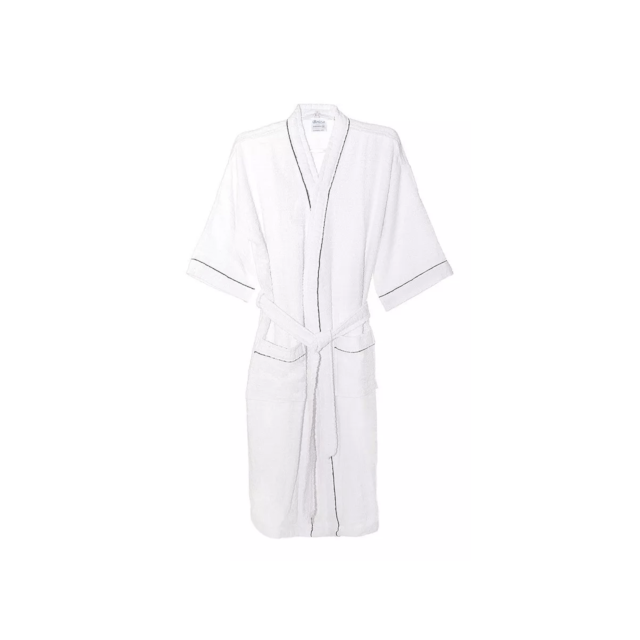 Roupão de Banho Briza Atoalhado Adulto c/ Vies 100% Algodão Manga Curta  - Branco G Roupão de Banho Briza Atoalhado Adulto c/ Vies 100% Algodão Manga Curta  - Branco G