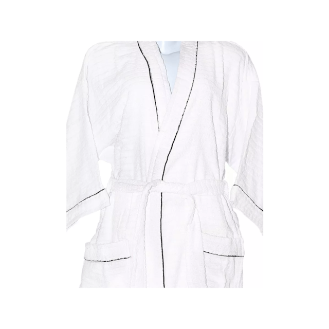 Roupão de Banho Briza Atoalhado Adulto c/ Vies 100% Algodão Manga Curta  - Branco G Roupão de Banho Briza Atoalhado Adulto c/ Vies 100% Algodão Manga Curta  - Branco G