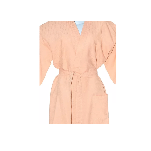 Roupão de Banho Briza Pique Adulto 100% Algodão Manga Curta  - Salmão M Roupão de Banho Briza Pique Adulto 100% Algodão Manga Curta  - Salmão M