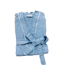 Roupão de Banho Briza Pique Adulto c/ Vies 100% Algodão Manga Curta  - Azul GG Roupão de Banho Briza Pique Adulto c/ Vies 100% Algodão Manga Curta  - Azul GG