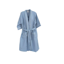 Roupão de Banho Briza Pique Adulto c/ Vies 100% Algodão Manga Curta  - Azul M Roupão de Banho Briza Pique Adulto c/ Vies 100% Algodão Manga Curta  - Azul M