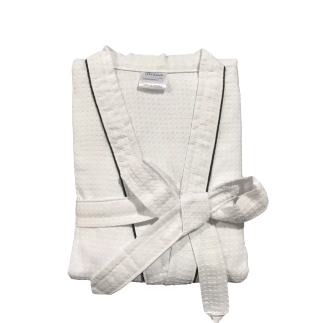 Roupão de Banho Briza Pique Adulto c/ Vies 100% Algodão Manga Curta  - Branco M Roupão de Banho Briza Pique Adulto c/ Vies 100% Algodão Manga Curta  - Branco M