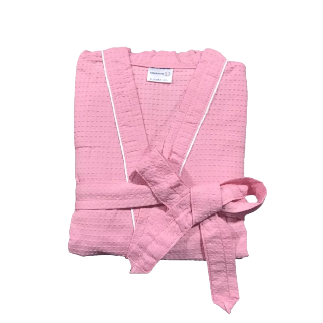 Roupão de Banho Briza Pique Adulto c/ Vies 100% Algodão Manga Curta  - Rosa M Roupão de Banho Briza Pique Adulto c/ Vies 100% Algodão Manga Curta  - Rosa M