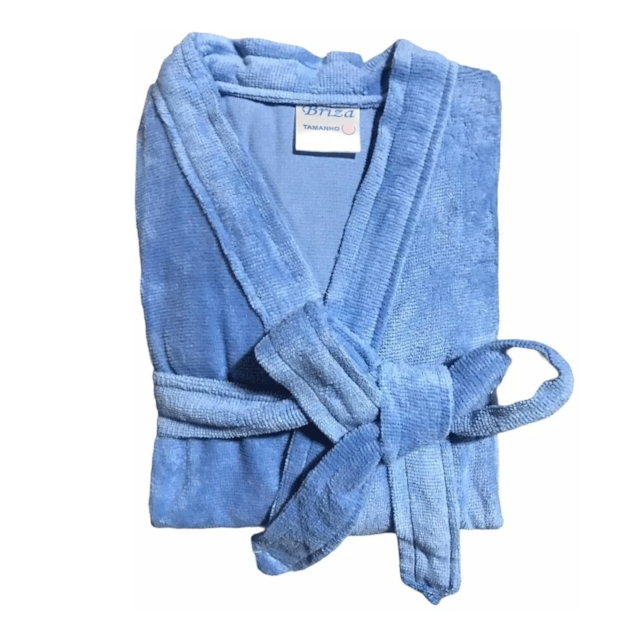 Roupão de Banho Briza Veludo Adulto 100% Algodão Manga Curta  - Azul GGGG Roupão de Banho Briza Veludo Adulto 100% Algodão Manga Curta  - Azul GGGG