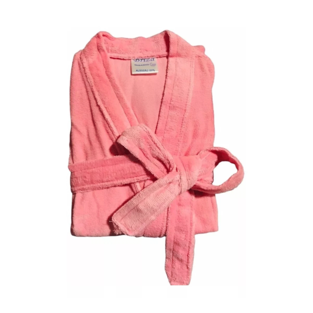 Roupão de Banho Briza Veludo Adulto 100% Algodão Manga Curta  - Rosa GG Roupão de Banho Briza Veludo Adulto 100% Algodão Manga Curta  - Rosa GG