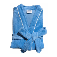 Roupão de Banho Briza Veludo Adulto c/ Vies 100% Algodão Manga Curta  - Azul G Roupão de Banho Briza Veludo Adulto c/ Vies 100% Algodão Manga Curta  - Azul G