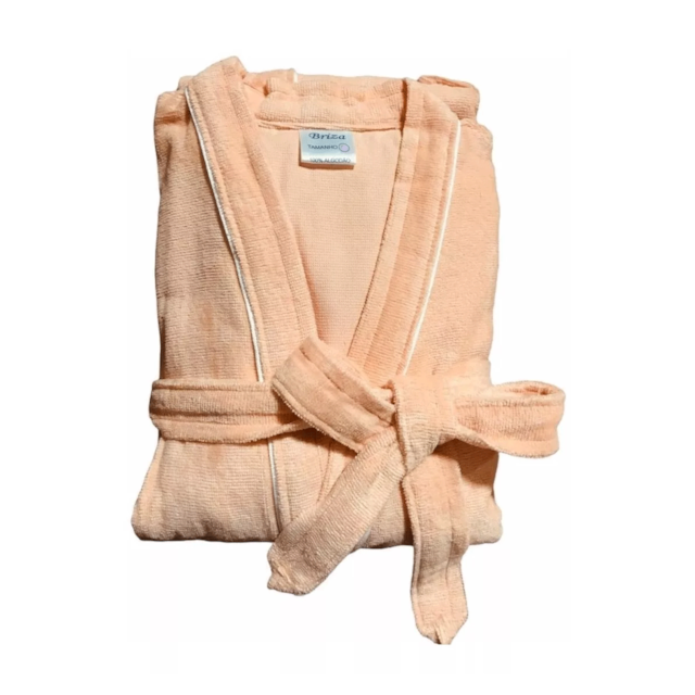 Roupão de Banho Briza Veludo Adulto c/ Vies 100% Algodão Manga Curta  - Salmão G Roupão de Banho Briza Veludo Adulto c/ Vies 100% Algodão Manga Curta  - Salmão G