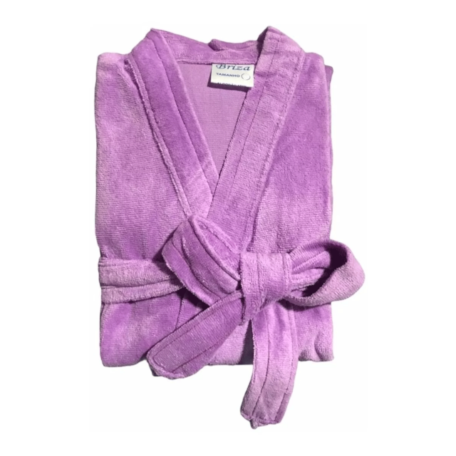 Roupão de Banho Briza Veludo Infantil 100% Algodão Manga Curta  - Lilas 10 Roupão de Banho Briza Veludo Infantil 100% Algodão Manga Curta  - Lilas 10