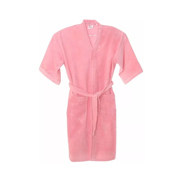 Roupão de Banho Briza Veludo Infantil 100% Algodão Manga Curta  - Rosa 6 Roupão de Banho Briza Veludo Infantil 100% Algodão Manga Curta  - Rosa 6