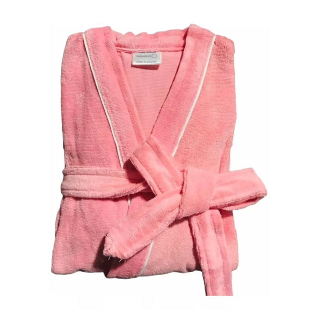 Roupão de Banho Briza Veludo Infantil 100% Algodão Manga Curta  - Rosa 8 Roupão de Banho Briza Veludo Infantil 100% Algodão Manga Curta  - Rosa 8