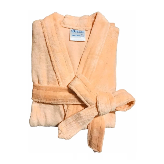 Roupão de Banho Briza Veludo Infantil 100% Algodão Manga Curta  - Salmão 8 Roupão de Banho Briza Veludo Infantil 100% Algodão Manga Curta  - Salmão 8