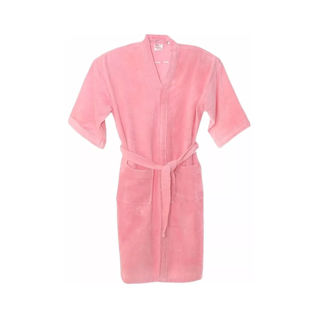 Roupão de Banho Briza Veludo Juvenil 100% Algodão Manga Curta  - Rosa 14 Roupão de Banho Briza Veludo Juvenil 100% Algodão Manga Curta  - Rosa 14