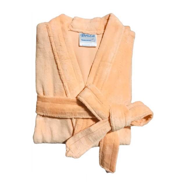 Roupão de Banho Briza Veludo Juvenil 100% Algodão Manga Curta  - Salmão 12 Roupão de Banho Briza Veludo Juvenil 100% Algodão Manga Curta  - Salmão 12