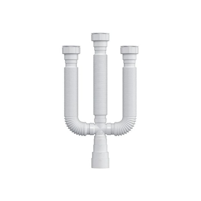 Sifão Extensível Universal Triplo Branco DN 38/40/48/50 - Herc
