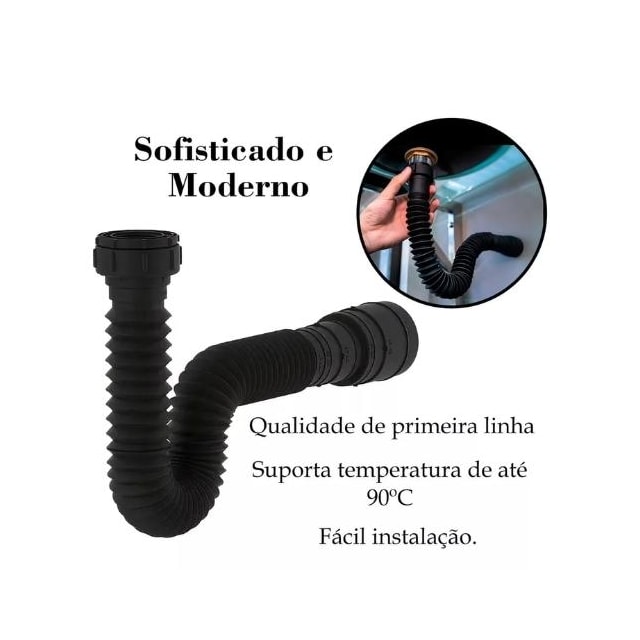 Sifão Sanfonado Universal Preto - Astra