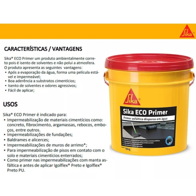 Sika Eco Primer Balde 18 Litros - SIKA Sika Eco Primer Balde 18 Litros - SIKA