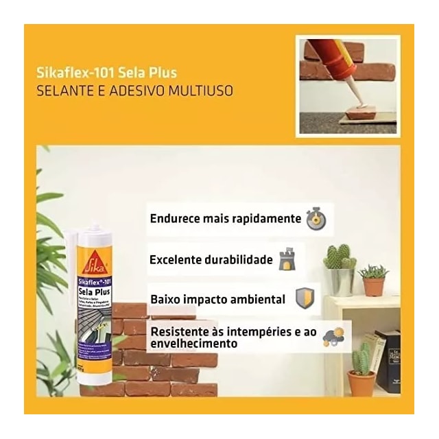 Sikaflex 101 Selaplus Cinza 250ml - SIKA Sikaflex 101 Selaplus Cinza 250ml - SIKA