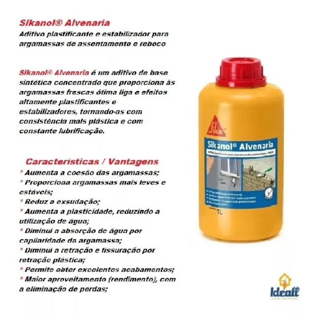 Sikanol Alvenaria 1 Litro - SIKA Sikanol Alvenaria 1 Litro - SIKA