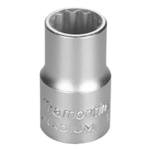Soquete Estriado 15mm Encaixe 1/2 em Aço Cromo Vanádio - TRAMONTINA Soquete Estriado 15mm Encaixe 1/2 em Aço Cromo Vanádio - TRAMONTINA
