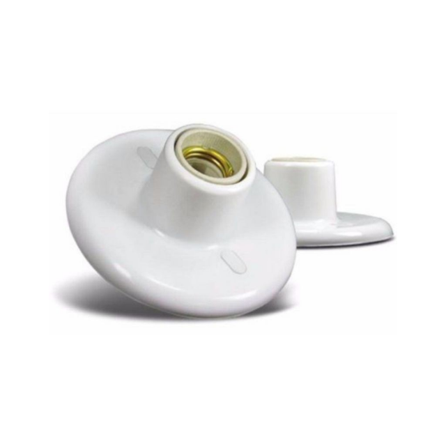 Soquete Prático Branco com Bocal de Louça - Ilumi Soquete Prático Branco com Bocal de Louça - Ilumi
