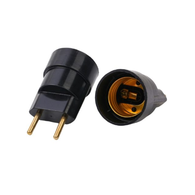 Soquete Termoplástico E-27 Plug Adaptador Preto - DILUX