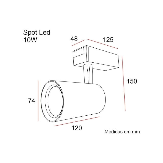 Spot de LED Preto para Trilho 10W 3500K - AAATOP