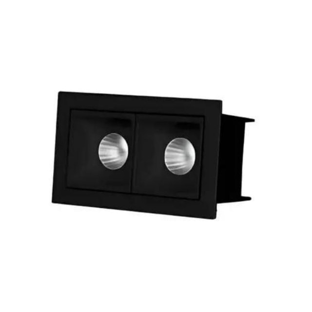 Spot LED de Embutir Ashok 2 Pontos 4w 3000k Preto - Astraled