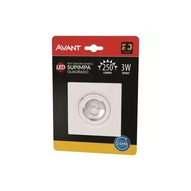 Spot LED para Embutir Quadrado 3w 3000k - AVANT