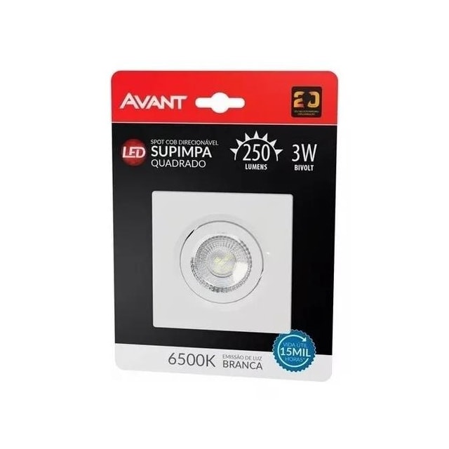 Spot LED para Embutir Quadrado 3w 6500k - AVANT