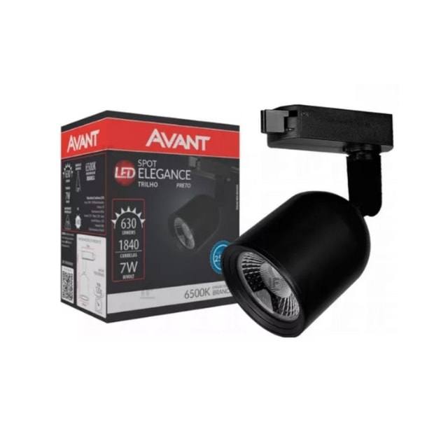 Spot LED para Trilho Elegance 7w 6500k Preto - AVANT