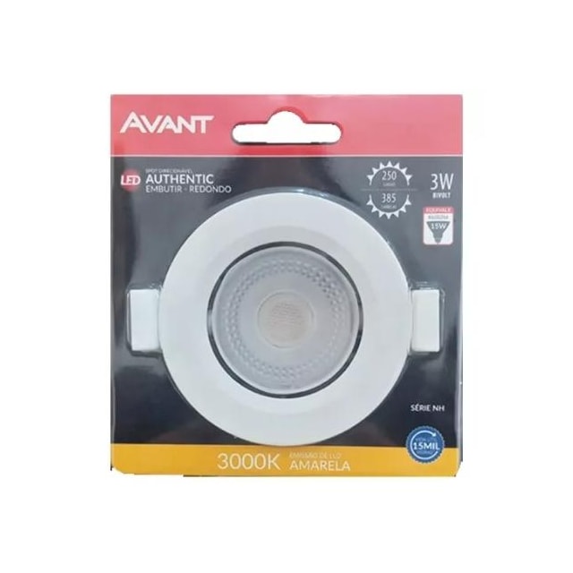 Spot LED Redondo Embutir 3w 3000k Branco - AVANT