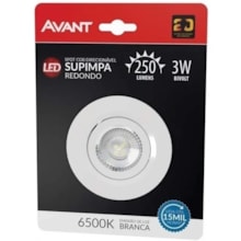 Spot LED Redondo Embutir 3w 6500k Branco - AVANT Spot LED Redondo Embutir 3w 6500k Branco - AVANT