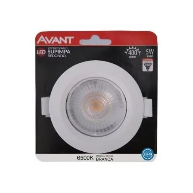 Spot LED Redondo Embutir 5w 6500k Branco - AVANT Spot LED Redondo Embutir 5w 6500k Branco - AVANT